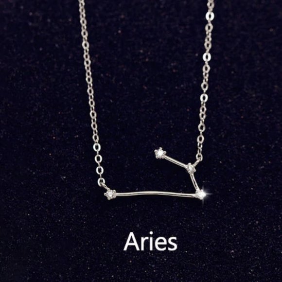 Jewelry - 925 Sterling Silver Diamond Zodiac Necklace--Aries